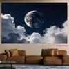 2D Night Sky Moon Wall Hanging - Realistic Moon & Cloud Background Cloth
