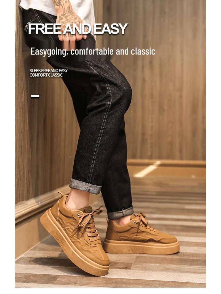 2025 Men's Trendy Thick-Soled White Sneakers: Versatile Autumn Casual Sports Shoes