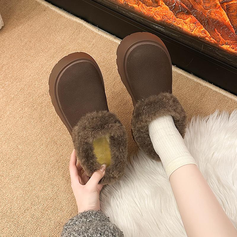 Women's soft elastic winter warm cold padded snow boots thick bottom non-slip wear outdoor leisure sports cotton boots fur shoes