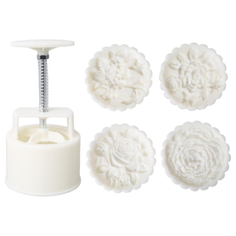 Mooncake Mold Or 200g Hand Press Cookie Stamp Cookie Cutter Pastry Tool Moon Cake Maker with Rose Shaped Pattern