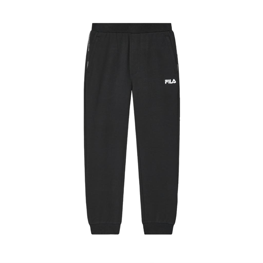 FILA Solid Color Comfortable Soft Knitted Sports Pants Men Bottoms Black F51M429606ABK