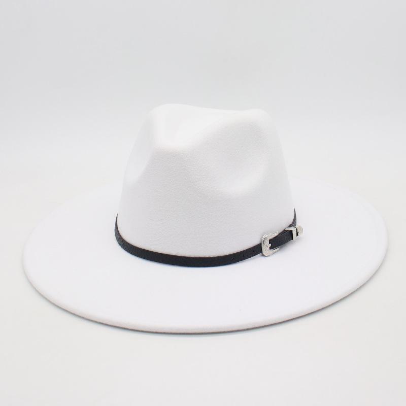 Flat Edge Jazz Hat, Men'S And Women'S Felt Hat, European And American Hat 9.5 Large Brim, High-End Hat, Elegant Foreign Trade Cross-Border Top Hat