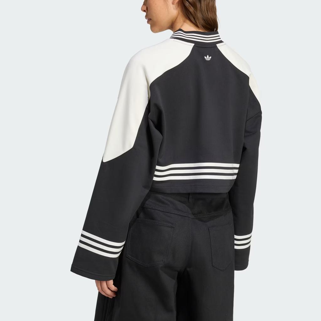 Adidas Originals Striped Cropped Loose Sweatshirt Women Tops Black JW7273