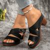 Fashion New Fashion Chunky Heels Sandals for Women Summer 2025 Lightweight High Heel Slippers Woman Comfort Slip On Beach Sandals Mujer