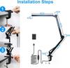 10 Level Dimmable Swing Arm LED Table Lamp Adjustable Clamp Bedside Reading Light