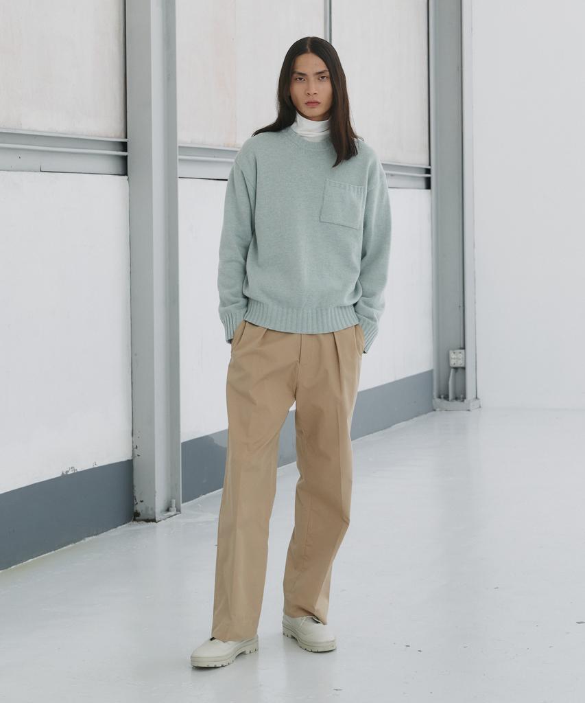 KNITTED Cashmere Wool Pocket Round Knit Mint