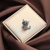 Trendy Full of Rhinestone Small Cat Brooches for Women Unisex Animal Pins Casual Party Accessories Gifts