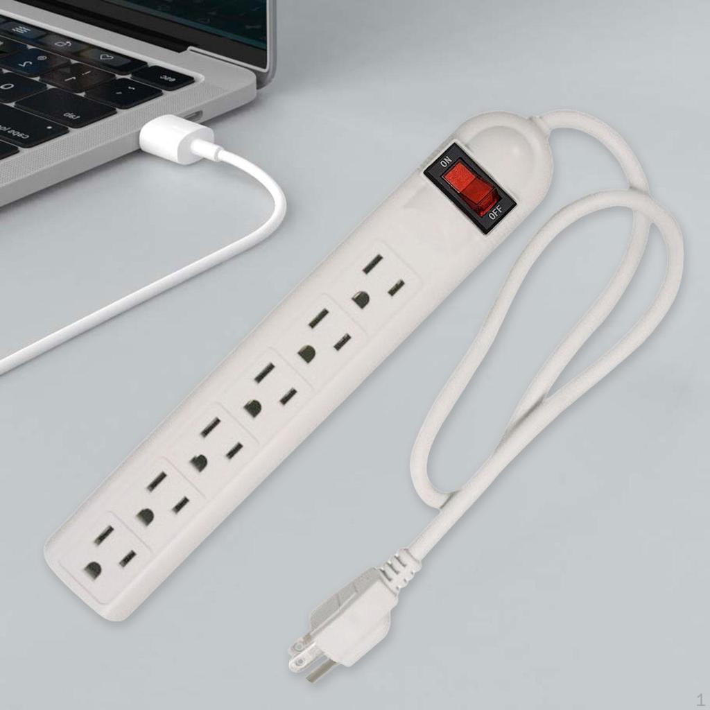 6 Outlet Power Strip Accessories US Plug with Cord Overload Protection for Home Dorm