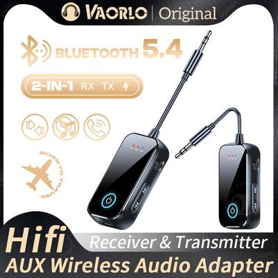 Bluetooth 5.4 AUX Audio Transmitter Receiver 2 IN 1 Wireless Adapter 3.5MM With Mic HiFi Stereo Music For Car TV PC Airplane Speaker Headphone