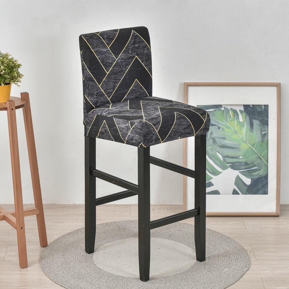 Elastic Bar Stool Chair Cover Home Dining Room Bar Seat Cover Geometric Style Restaurant Hotel Decor Washable Easy Cover