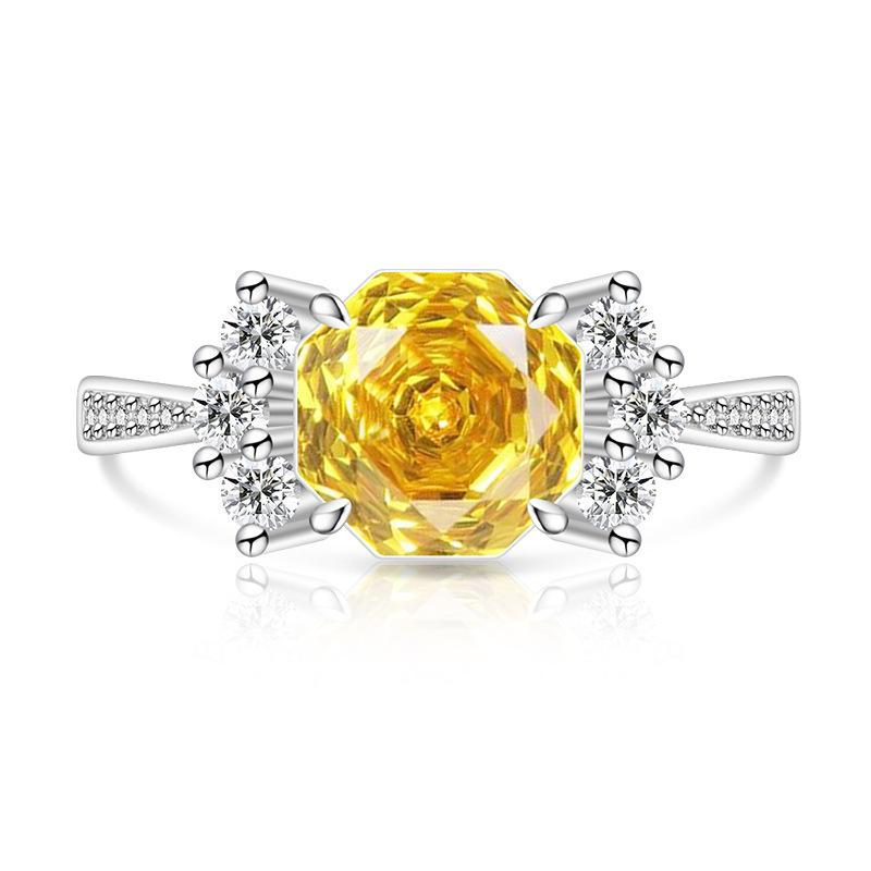 Light Sweet 925 Silver Rose Cut High Carbon Diamond Candy Design Sense Women's Ring Jewelry