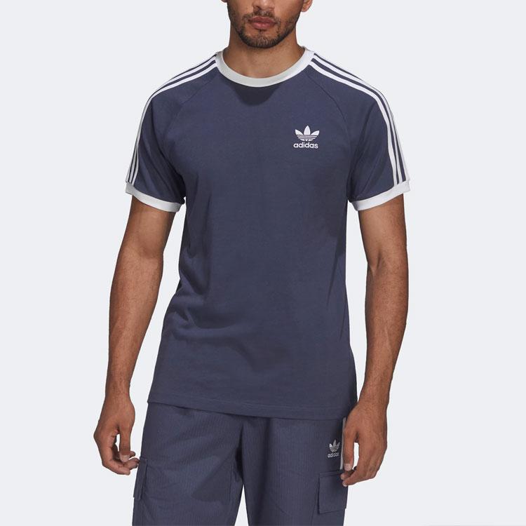 Adidas Originals Trefoil Logo Home Short Sleeve T-Shirt Men Tops Blue Purple HE9545
