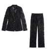 Herbst Produkt Damen Kragen Langarm Stickerei Perlenverzierung Textur Anzugjacke Hohe Taille Lange Hosen Set