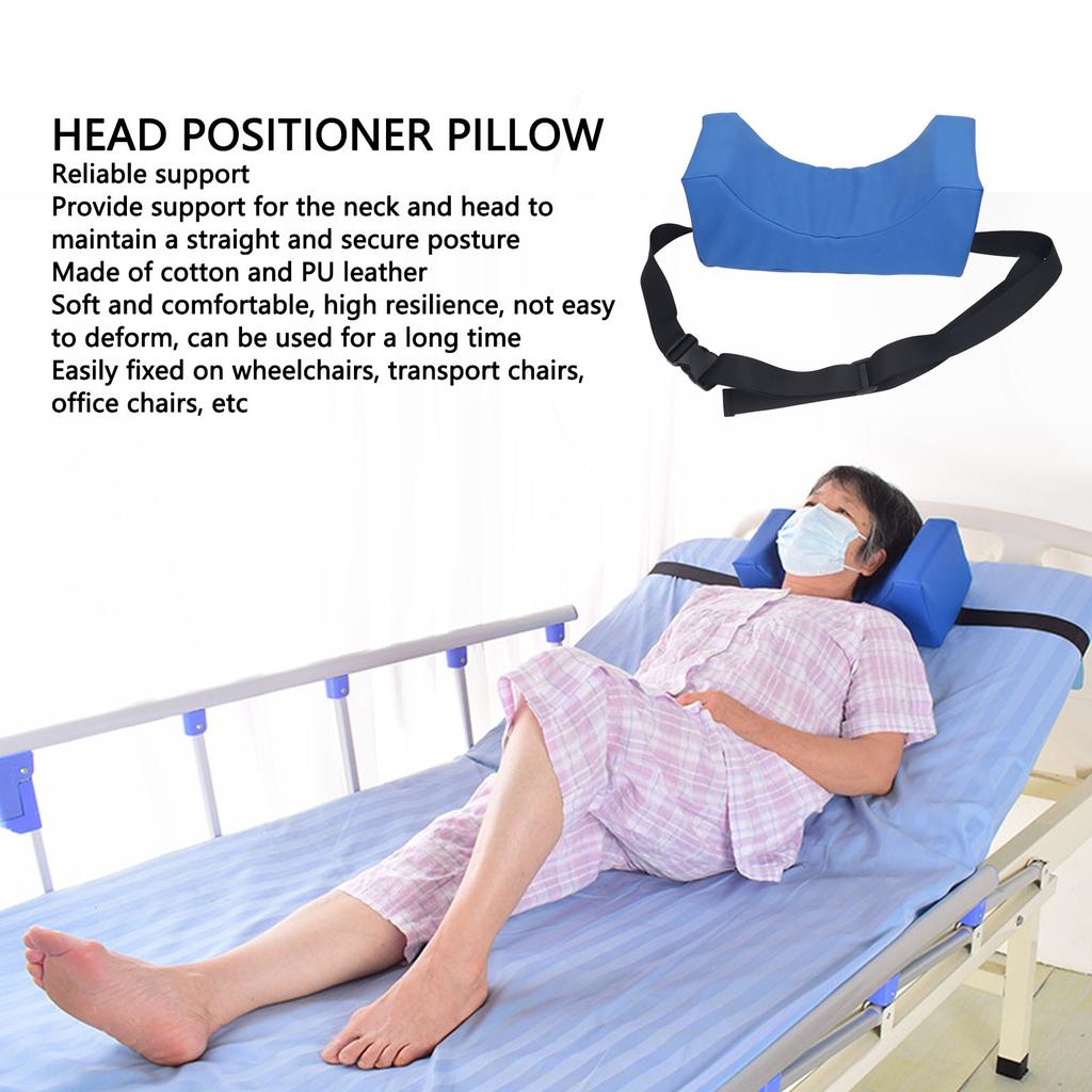 Kopfpositionierungskissen Blaues PU-Leder Atmungsaktiv Bequem Nackenstützkissen Rollstuhl-Kopfstütze Nackenstabilisatorkissen