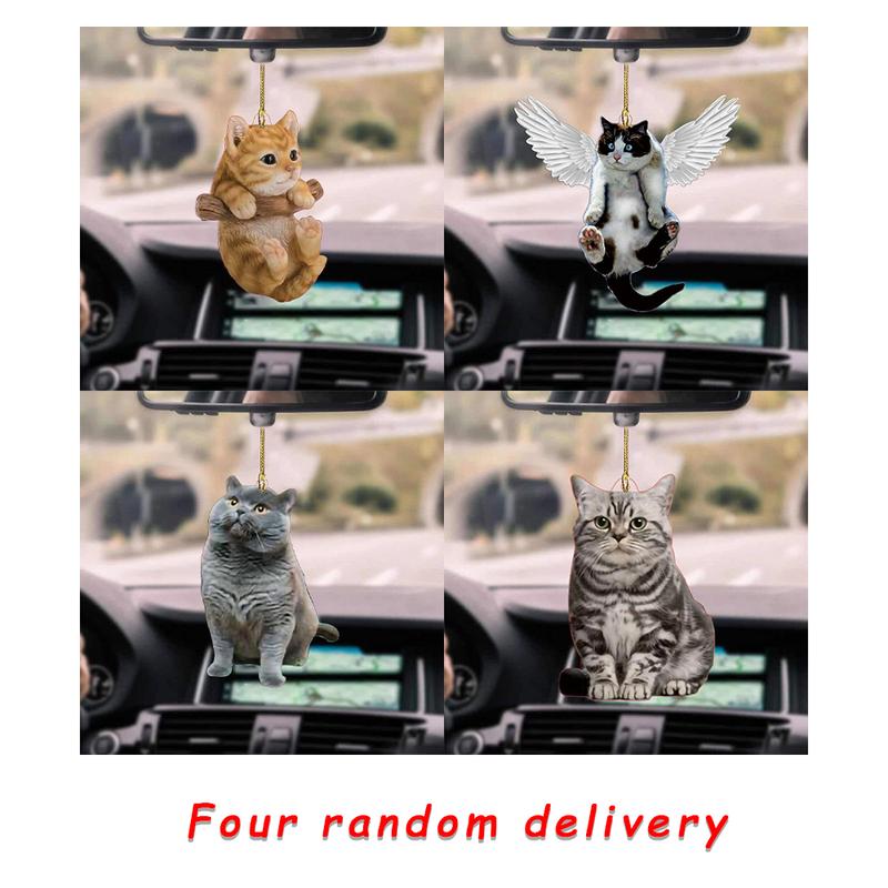 Acrylic Car Decorations Interior Animal Kitten Puppy Rearview Mirror Pendant