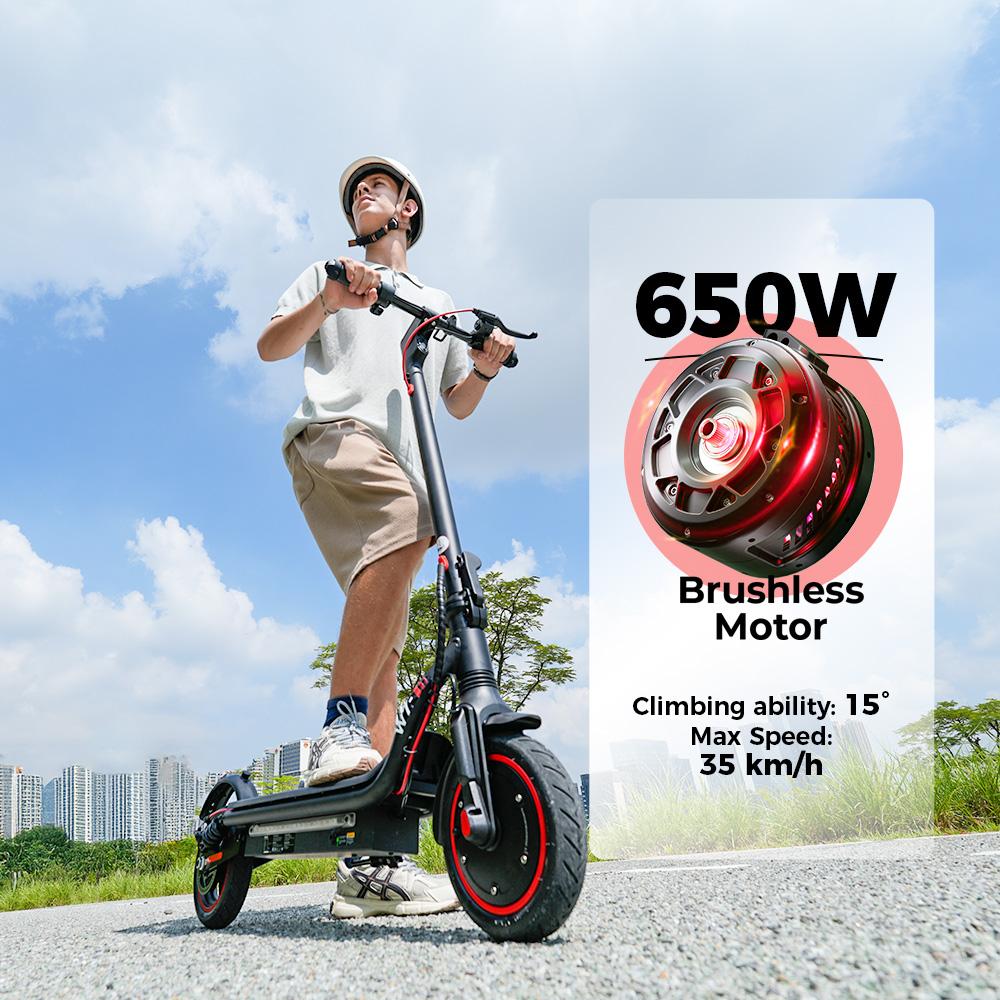 iScooter W7 elektrická koloběžka: Výkon 650 W, dojezd 37 km, E-ABS a mechanické kotoučové brzdy