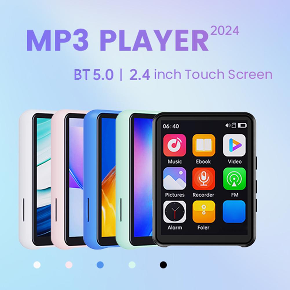 2.4inch HiFi MP3 Player Full Touch Screen Bluetooth5.3 Music Player with Speaker/FM Radio/Recorder/Ebook/Picture+Wired Earphone