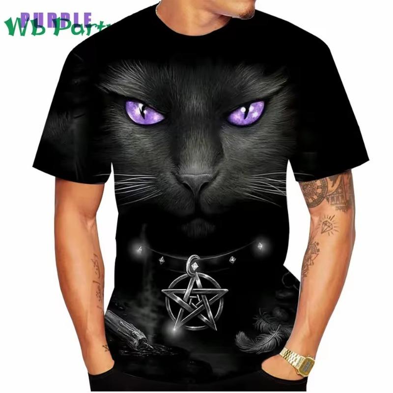 Pánské tričko s potiskem kočky Pánské oblečení Trička pro muže Tričko s krátkým rukávem Vtipný potisk kočky Nadměrné tričko Letní tričko Topy