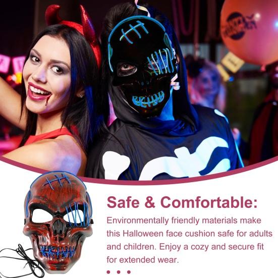 

Хэллоуин светодиодная подушка для лица страшный череп подушка для всего лица светящийся неоновый костюм для косплея аксессуар для вечеринок рейв-фестивалей оранжевый