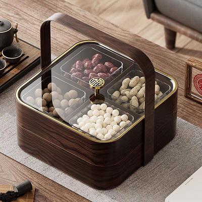 Chinese Style Wood Grain Plastic Double Layer Candy & Snack Box