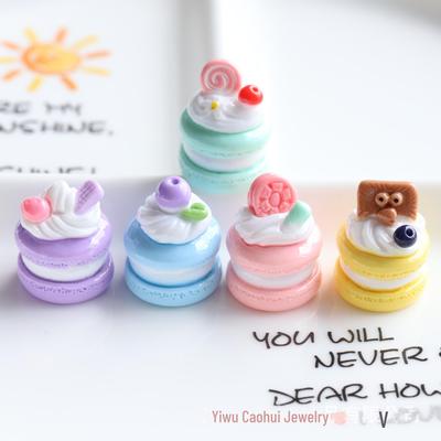 3D Sandwich Macaron Cake Resin Κιτ DIY κοσμημάτων & αλυσίδας τηλεφώνου