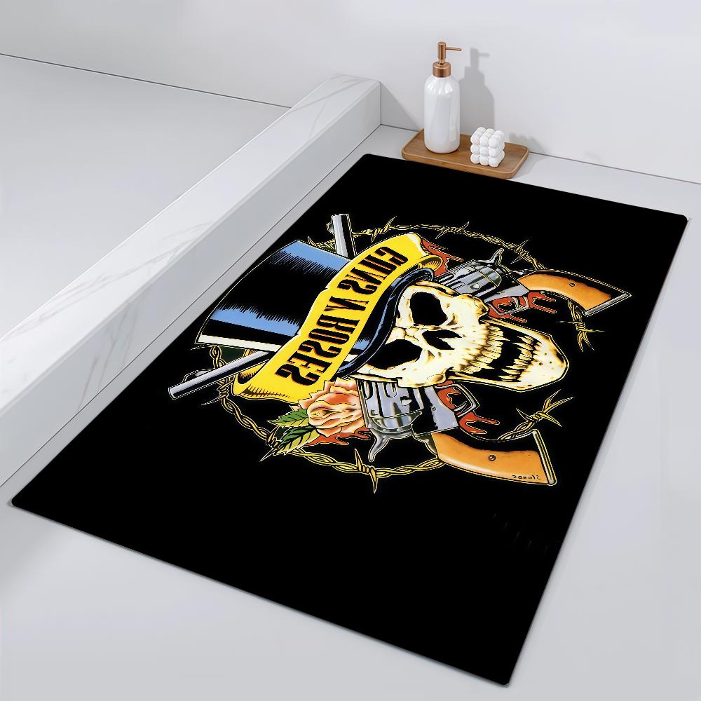 

Door Roses Mat Bedside Entrance Band G-Guns Bath Floor Decoration Corridor Rock Door Mat Carpet Hard N Living Room Balcony 40cm x 60cm