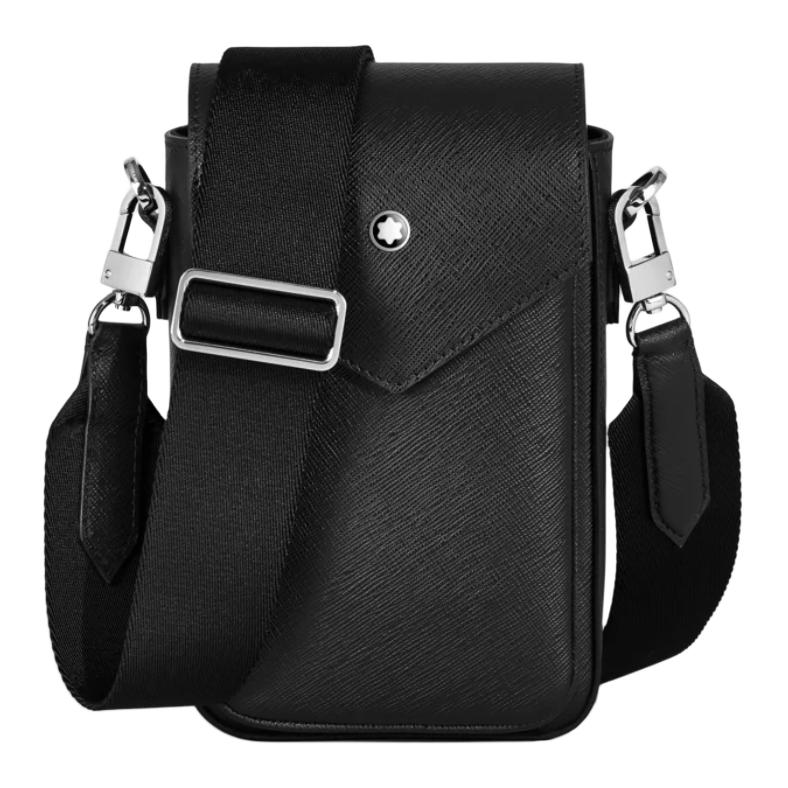 Montblanc Sartorial Detachable Adjustable Shoulder Strap Hexagonal White Star Logo Calfskin Messenger Bag Men messenger bag Black MB198857