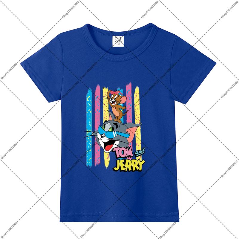 Tom and Jerry Cute T-shirts Cartoon Anime Pattern Printed Short Sleeve Unisex Summer Clothes Comfortable Breathable T-shirt Gift
