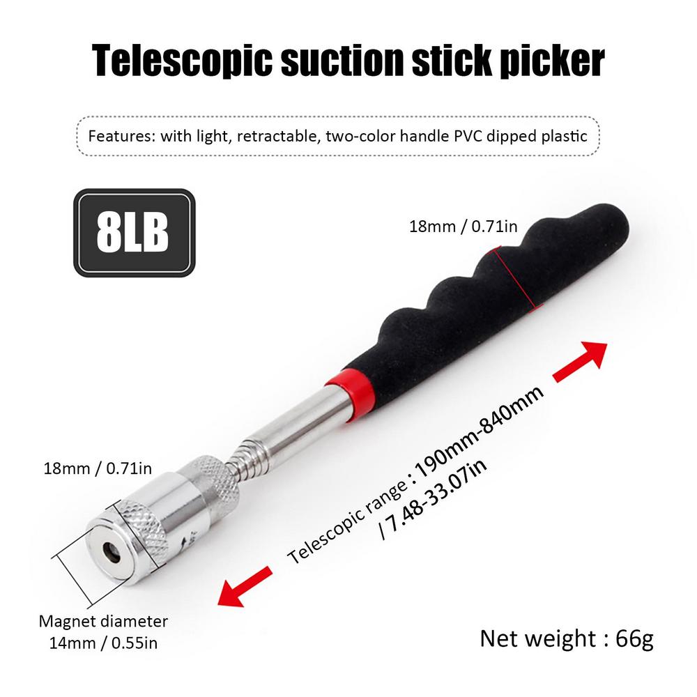 Auto Repair Tool Telescopic Magnetic Pick-Up Tools With LED Flashlight Portable Pocket Clip Magnetic Retrieval Pen Picker
