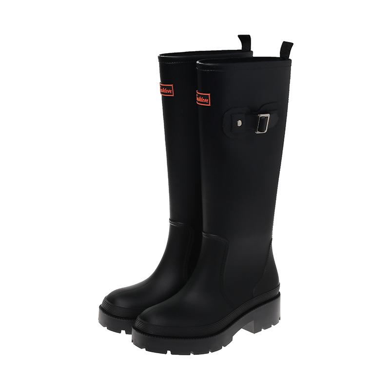 Rain shoes women's fashion versatile outer wear adult tall rain boots knight boots waterproof and non-slip long water boots