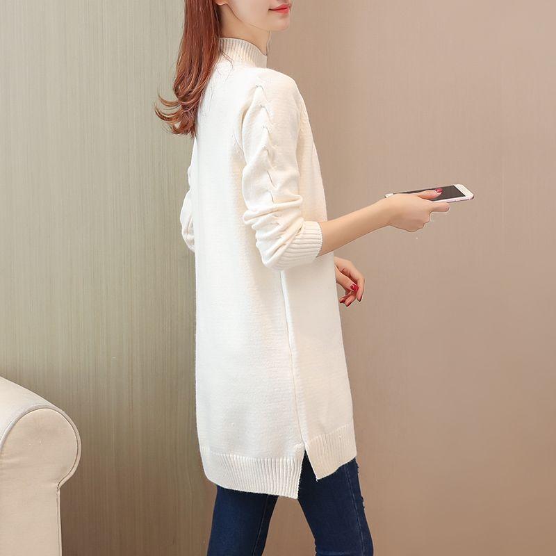 Frühlingspullover aus mittellangem bis langem Strick, einfarbig, dicker Pullover aus Samt für Damen, lockerer Pullover mit langen Ärmeln, Basispullover für Damen