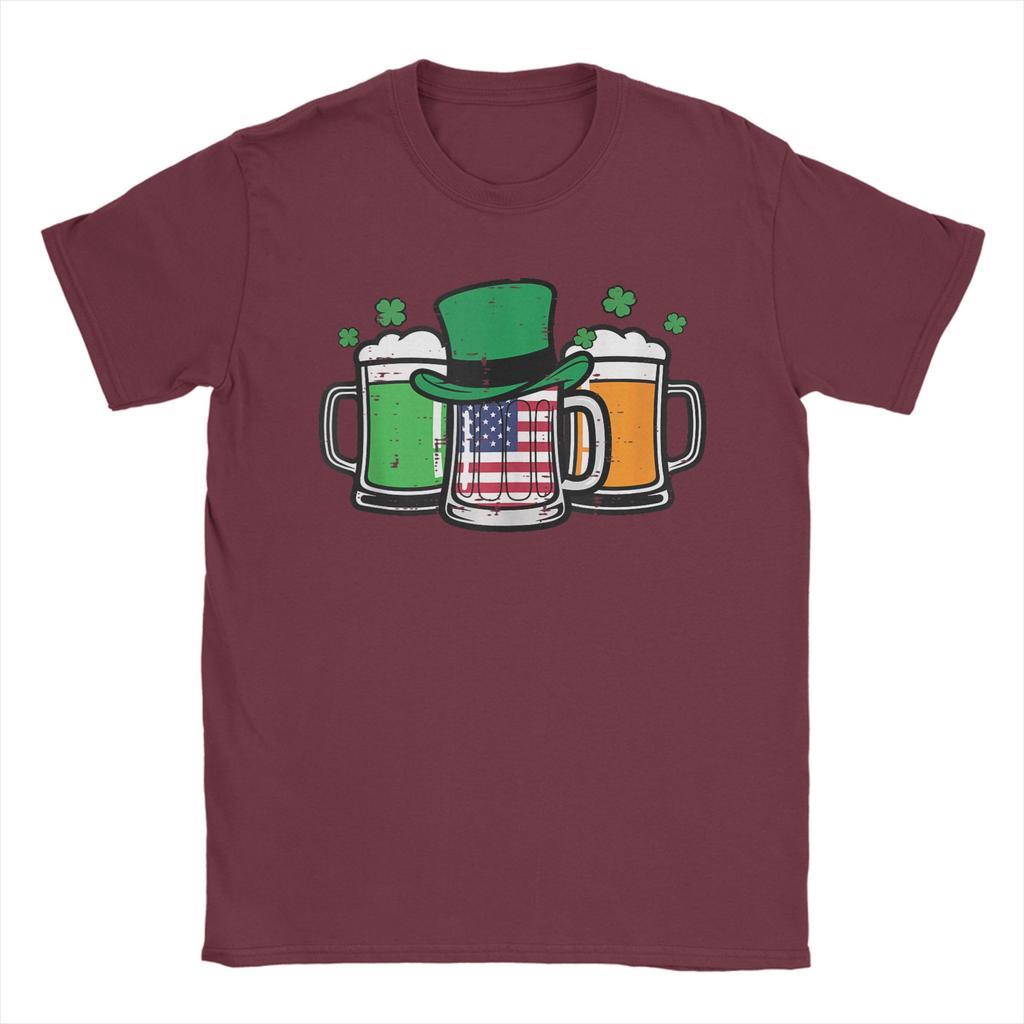 St. Patrick's Day Tasse US-Flagge Saint Pattys Patriotische T-Shirts Unisex Baumwoll-T-Shirt Rundhals-T-Shirts Kurzarm Kleidung Geschenkidee