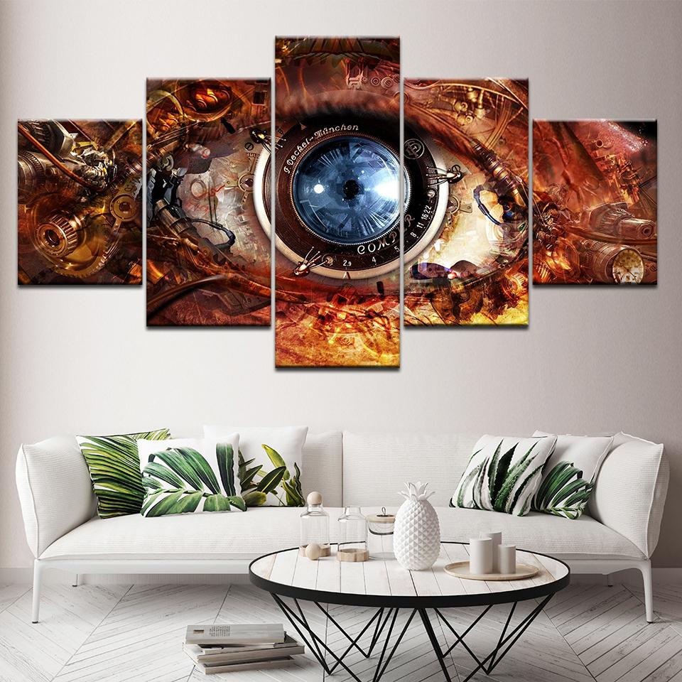 Canvas Painting Abstract Eye Lens Futuristic Sci Fi 5 Pieces Wall Art Painting Modular Wallpapers Poster Print Home Decor
