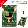 Vintage Black Cat Tin Sign, Funny Bathroom Decor, Restroom Plaque, Retro Rustic Bathtub Art