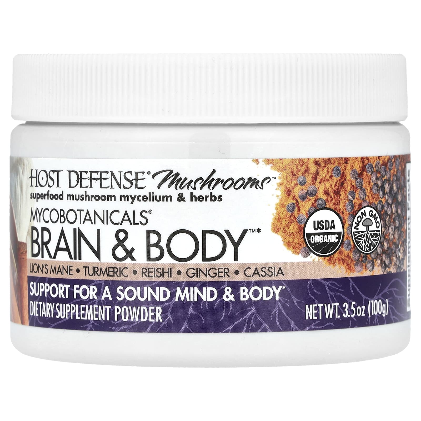 

Host Defense, гриби™, порошок MycoBotanicals® Brain & Body™, 3,5 унції (100 г)