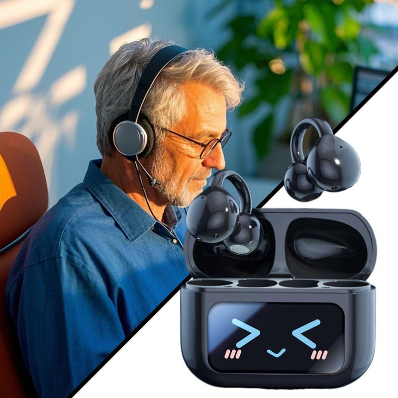 Ohrhörer mit Bildschirm Kabellose Smart Clip-On Ohrhörer KI-Übersetzung Geräuschunterdrückende Ohrhörer Wasserdichte Sport-Ohrstöpsel für das Fitnessstudio