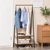 Clothes Rail, Freestanding Metal Clothes Rack with 2 Tier Storage Shelves for Bedroom and Entryway, 64 X 42.5 X 149 Cm, Black Frame