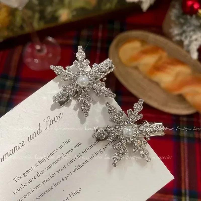 

2 шт. Плюшевая заколка для волос в виде снежинки Женская модная бархатная заколка-бант Заколки-уточки для волос Сладкий изысканный