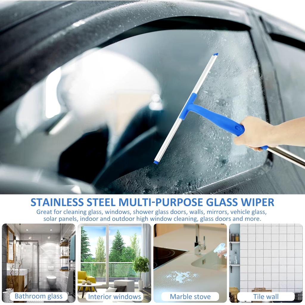 Glass Cleaner Multifunctional Durable Retractable Long Handle Microfiber Double-Sided Wiper Household Cleaning Tool Accessories