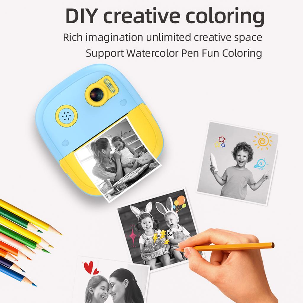 Kids Instant Print Camera Kids Digital Camera 1080P Digital Video Camera Dual Lens 2.4 Inch IPS