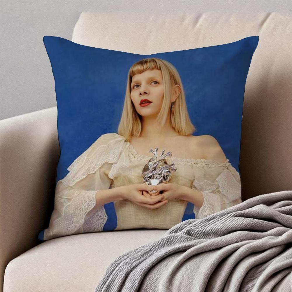 

Dreamy Singer AAurora Aksnes Cushion Cover Pillowcase Antidustmite Invisible Zipper Short Plush Sofa Cushion 30X30cm