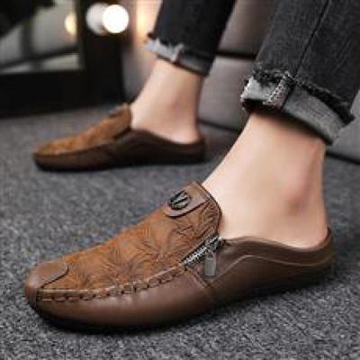 Scarpe da guida slip-on da uomo in pelle retrò con cerniera