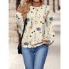 Round Neck 3D Printed Plant Flower Pattern Top Fashionable Casual Long Sleeved Women's Sweatshirts
