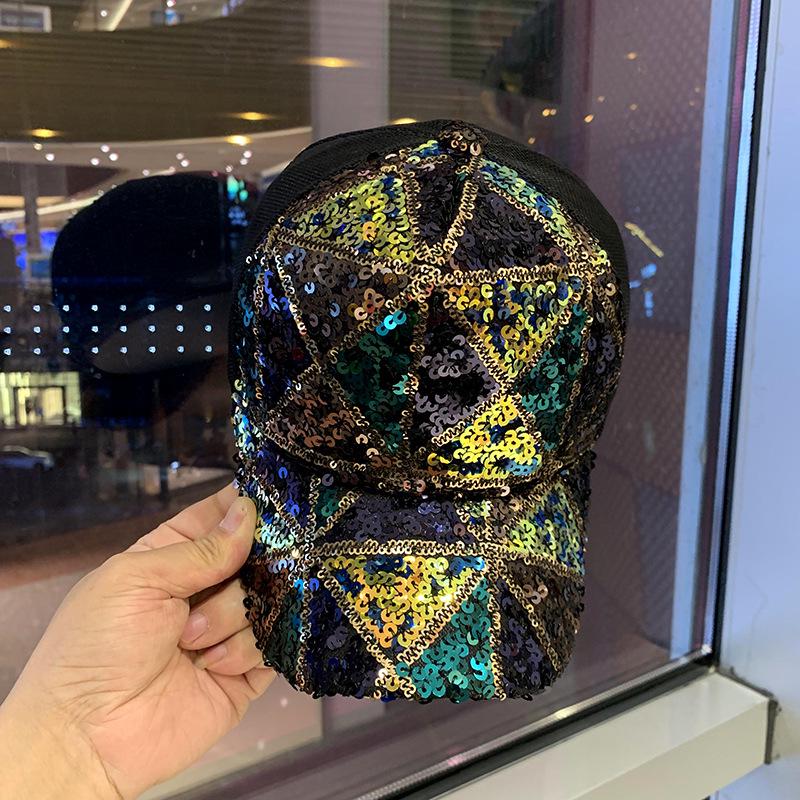 Women's Summer Mesh Sequin Visor Hat: Breathable, Fashionable Korean-Style Duckbill Cap for Travel & Sun Protection