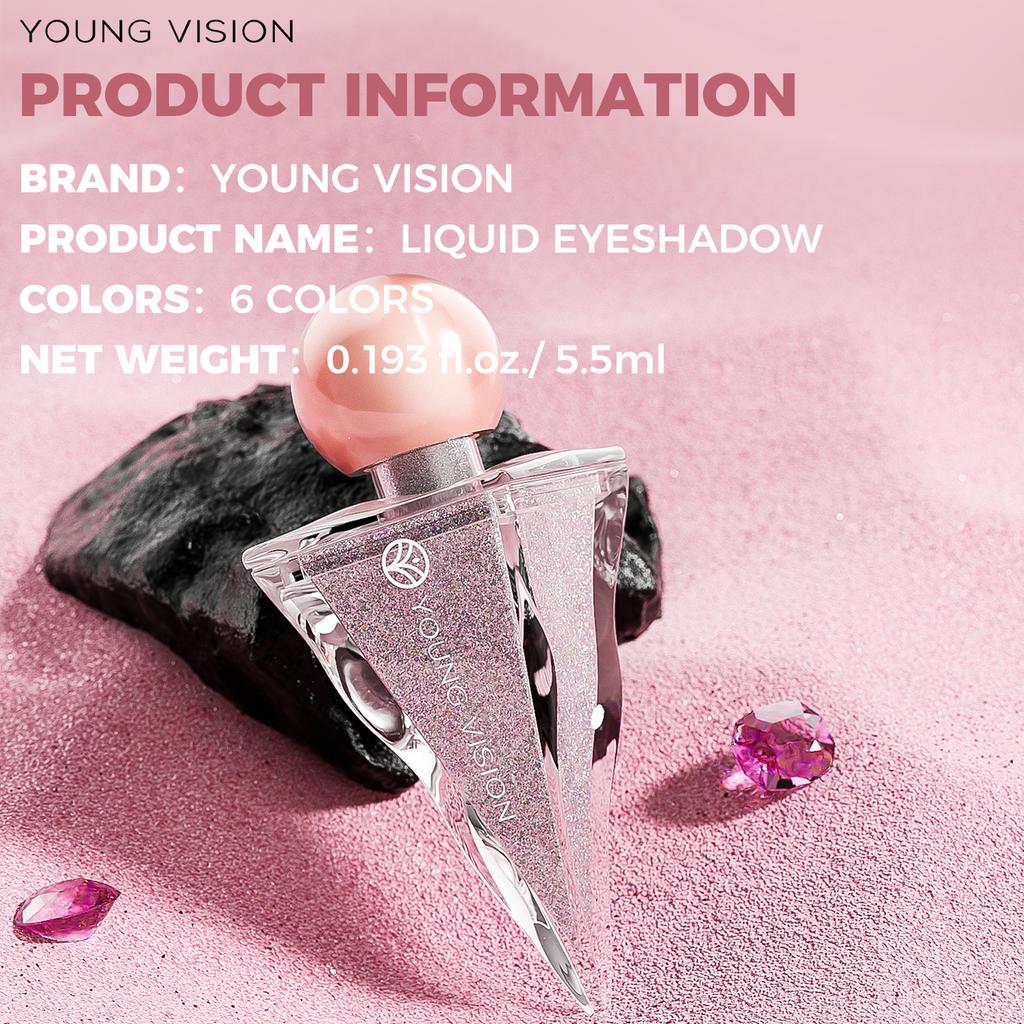 6-kleurige Driehoek Vloeibare Oogschaduw, Parelmoer Fijn Glitters, Heldere en Glanzende Vloeibare Oogschaduw, Gezichtsmake-up, Roze Paarse Sexy Oogschaduw
