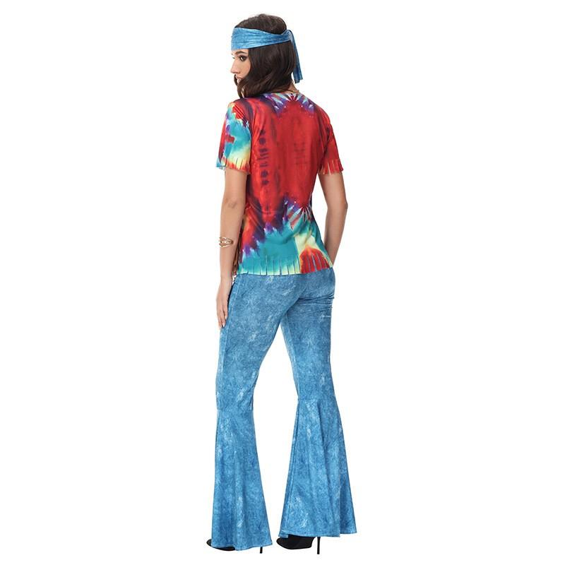 Halloween Couple Costume Set 70s Disco Retro Hippie Party Outfit Women Stage Performance