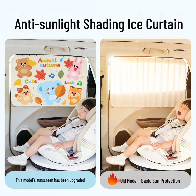 Baby Cartoon Car Sunshade Blackout Privacy Curtain for Sliding Rails