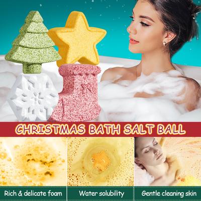 4PCS Gift Box Christmas Bath Salt Ball Set Gentle and Moisturizing Skin Enjoy The Perfect Experience Like Hot Springs Suitable for All Skin Types