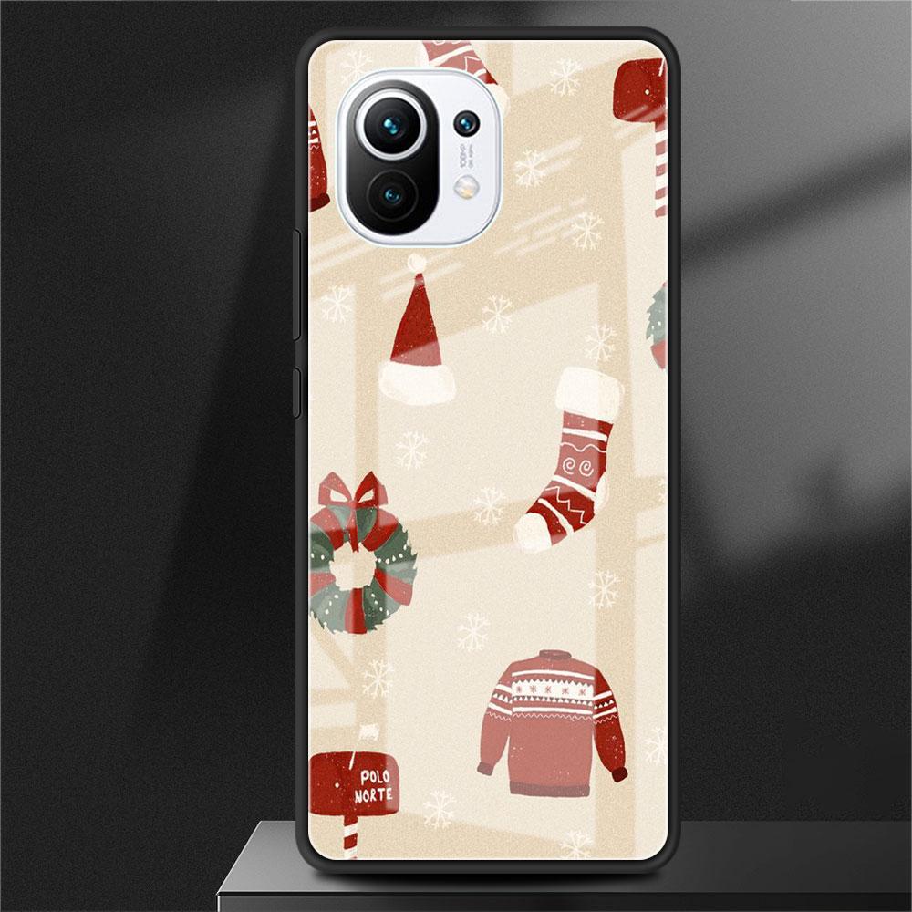 

Рождественский мультяшный стеклянный чехол для Xiaomi Poco X3 NFC 11 Lite 11T F3 M3 для Redmi Note 11 10 9 8 Pro 10S 9S 9A 9C чехол для телефона Xiaomi Poco F3