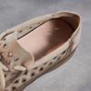 Johnature Retro Hollow-out Breathable Genuine Leather Shoes With Soft Soled Women's Slip-on Shoes